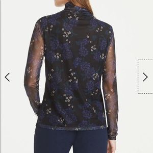 Floral mesh turtleneck top